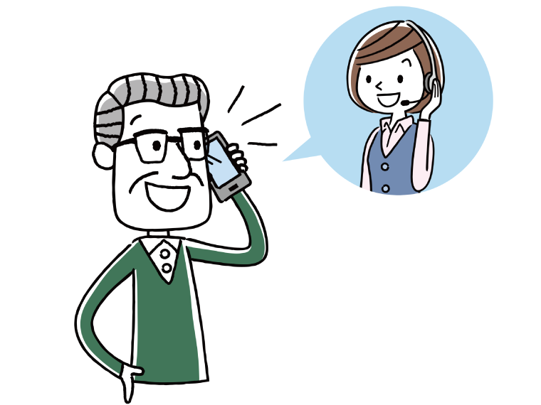 相談員に相談している高齢者のイメージイラスト
