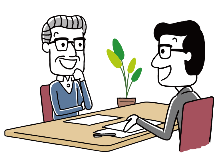高齢者と相談員が話し合っているイメージイラスト