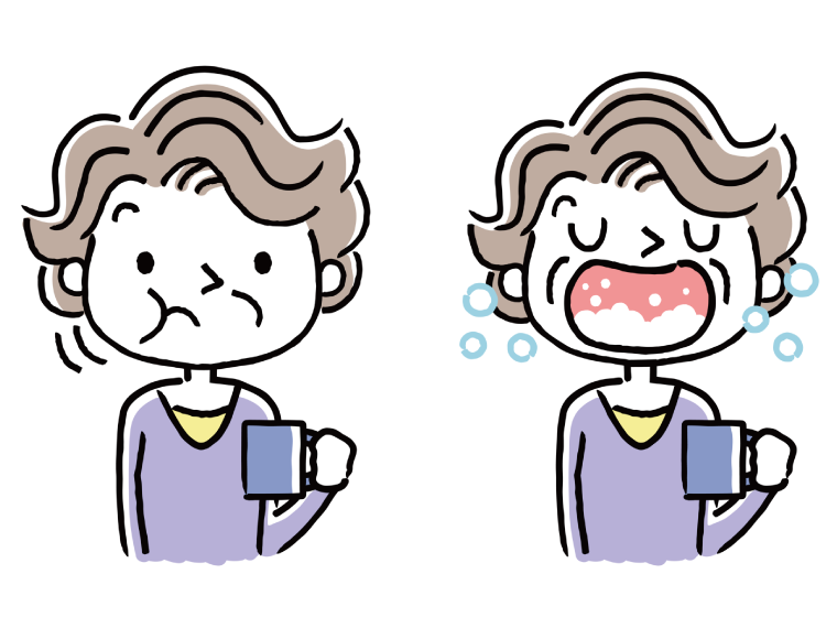 口の中を濯いでいる高齢者のイメージイラスト