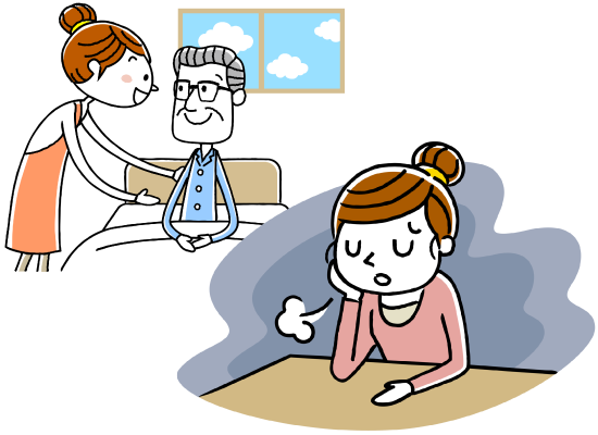 介護疲れに悩んでいる若い女性