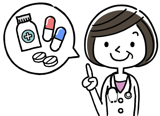 薬の話をする女性医師