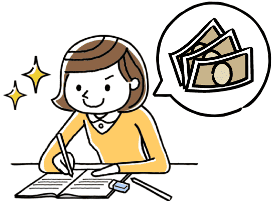 お金のことをノートに記録する女性