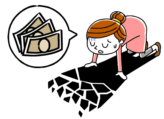 お金のことを考えて落ち込む若い女性