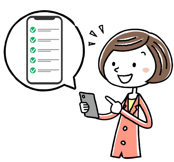 若い女性がボードを持って、確認しているようなイメージ