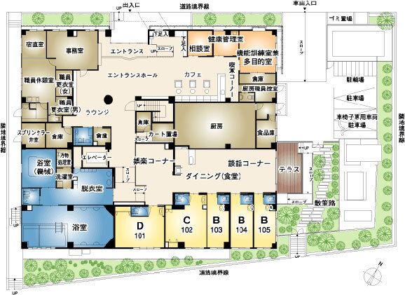 アズハイム東浦和の1Ｆのフロアマップ