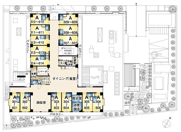 アズハイム東浦和の3～6Ｆのフロアマップ