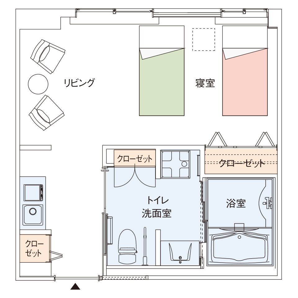 グッドタイム リビング 尼崎駅前のお二人さまタイプの間取り図
