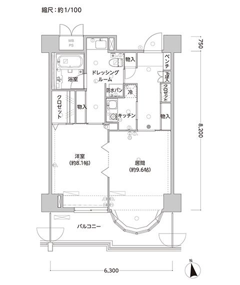 ソノラス・コート三鷹のRC2タイプの間取り図