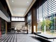 建物の入り口に青い看板が設置されている。看板には施設名とロゴマーク、施設内の写真が３枚掲載されている。