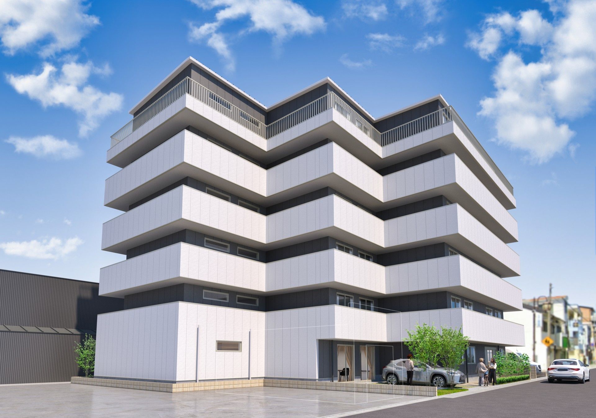 白い外壁の建物
